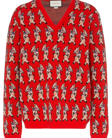 Gucci Wool Pig Print Sweater